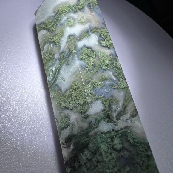 Moss Agate Crystal Double Terminated Point (#4) - Picture 10 of 12